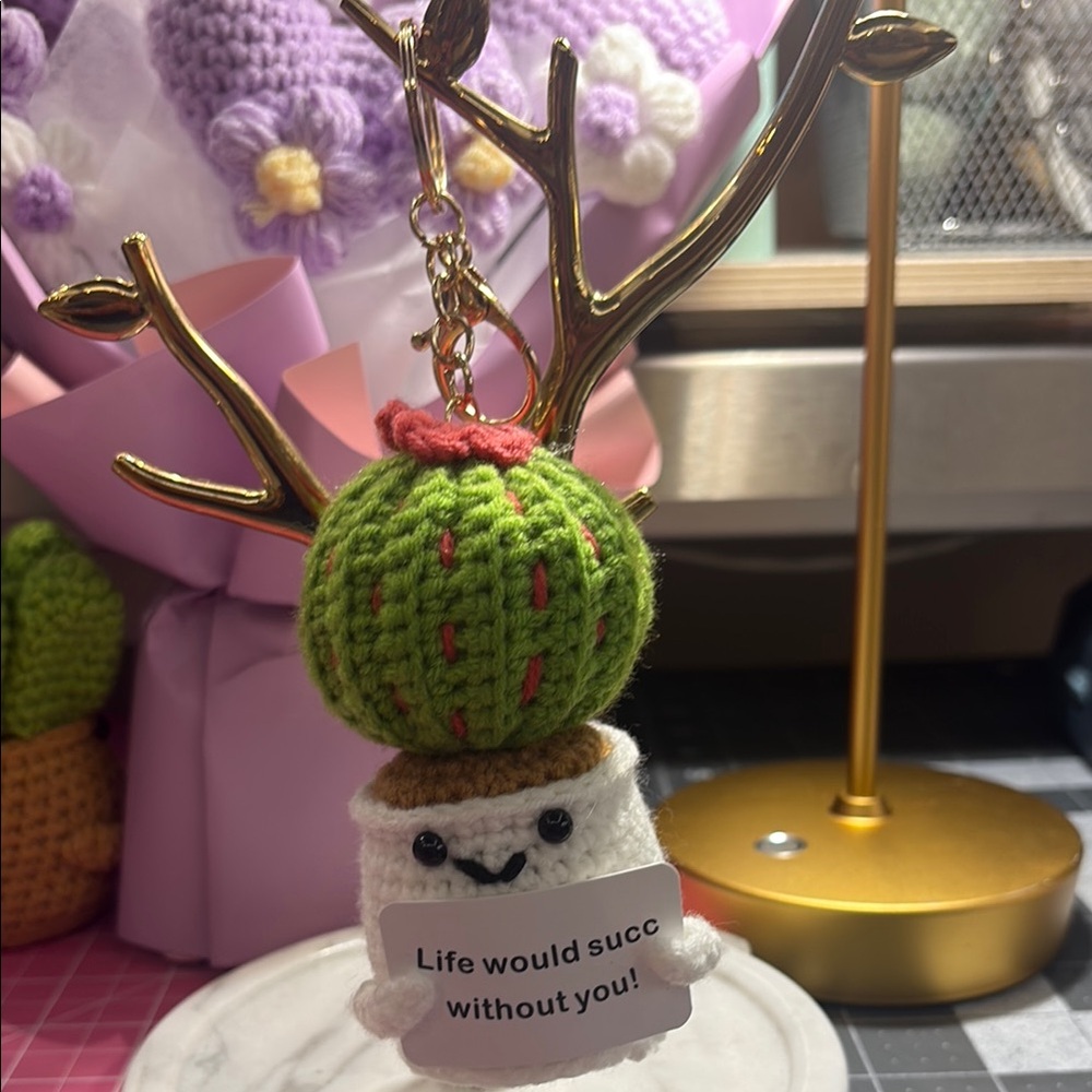 Handcrafted Green Cactus Keychain